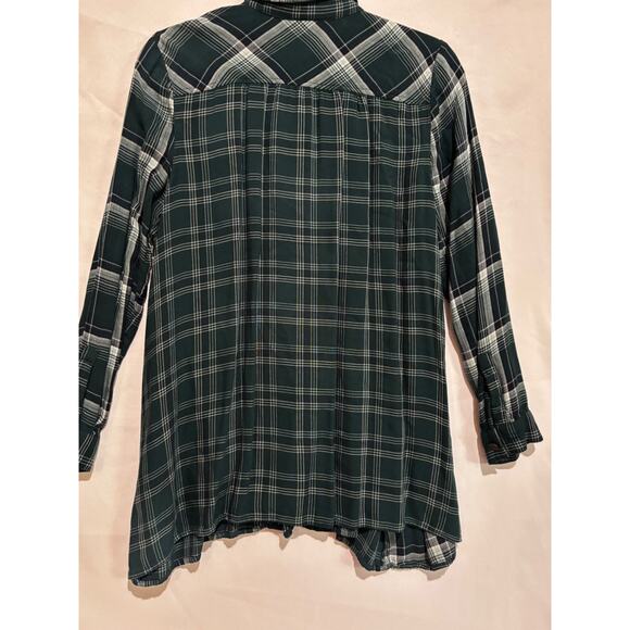 J.Jill Rayon Green Plaid Tunic Button top Pockets womens petite S cowgirl boho - Picture 9 of 10